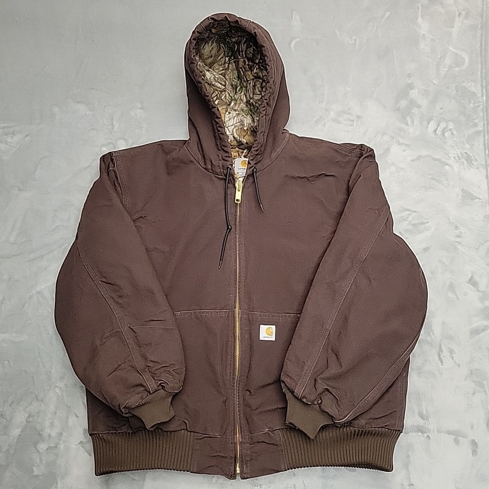 Carhartt Jacket Mens XL Brown 101074 201 J130 Active Duck Camo Lined Workwear